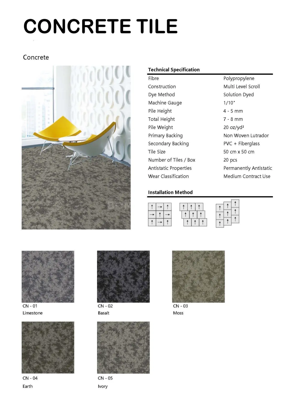 Concrete Tile Carpet Tile
