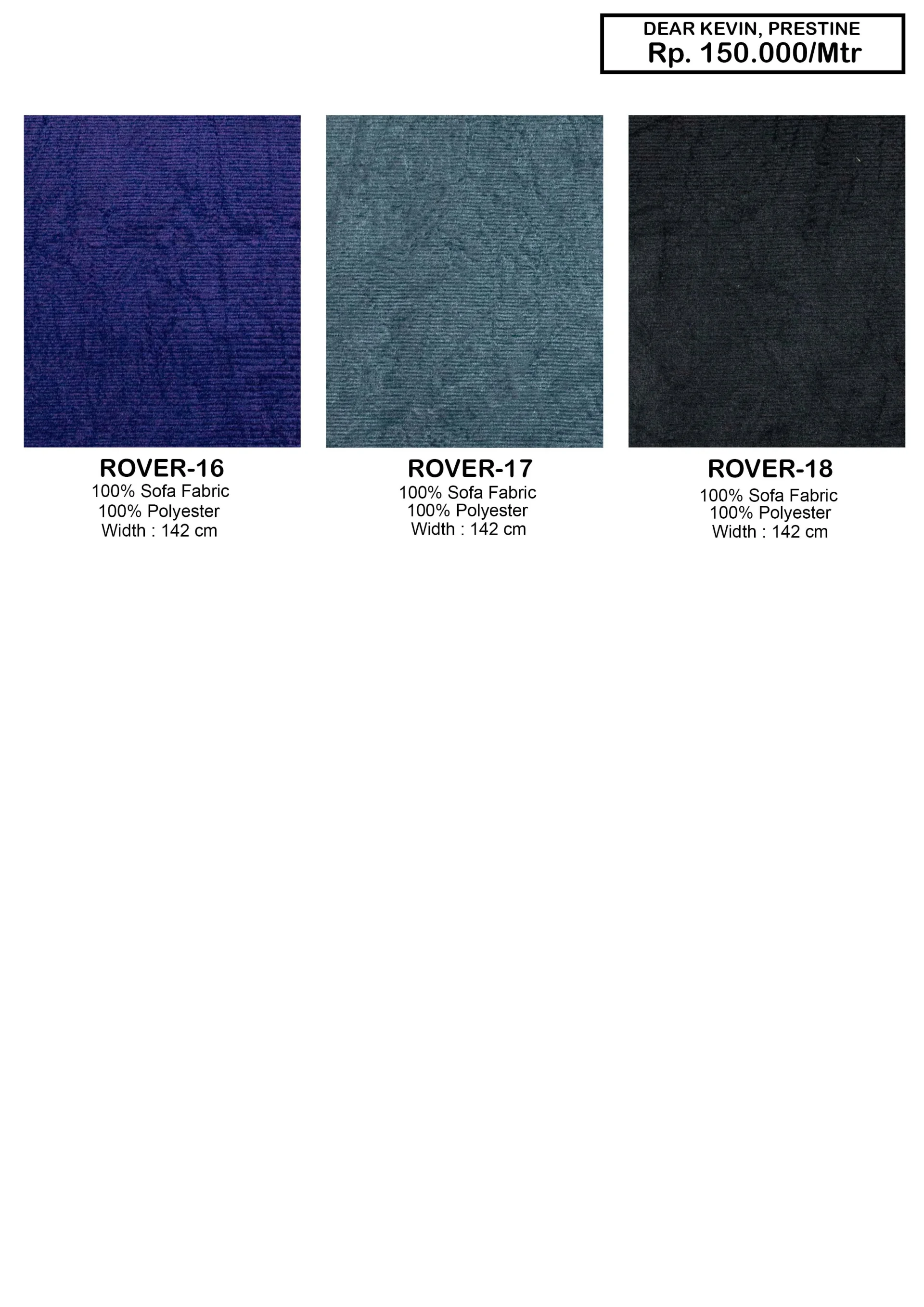 Dear Kevin & Prestine Sofa Fabrics