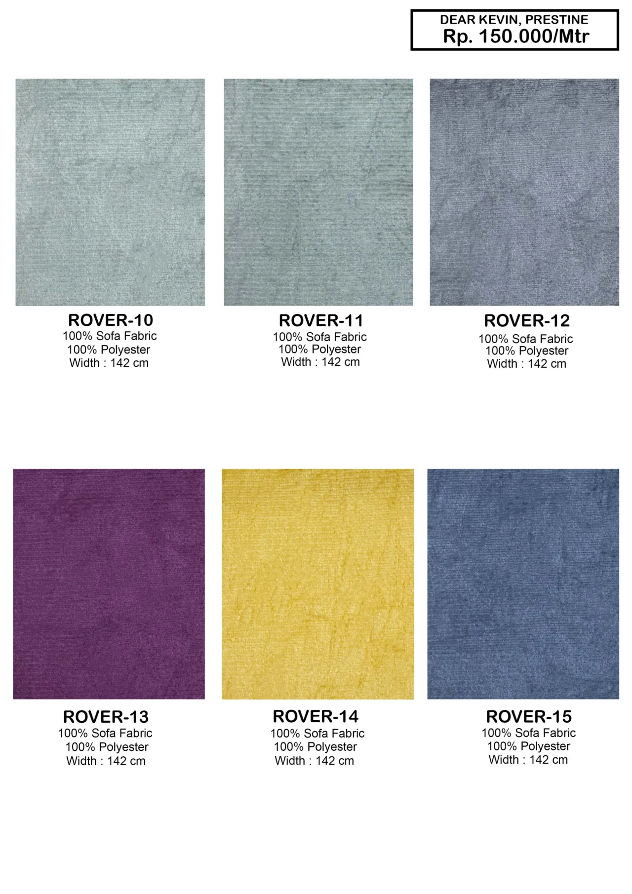 Dear Kevin & Prestine Sofa Fabrics