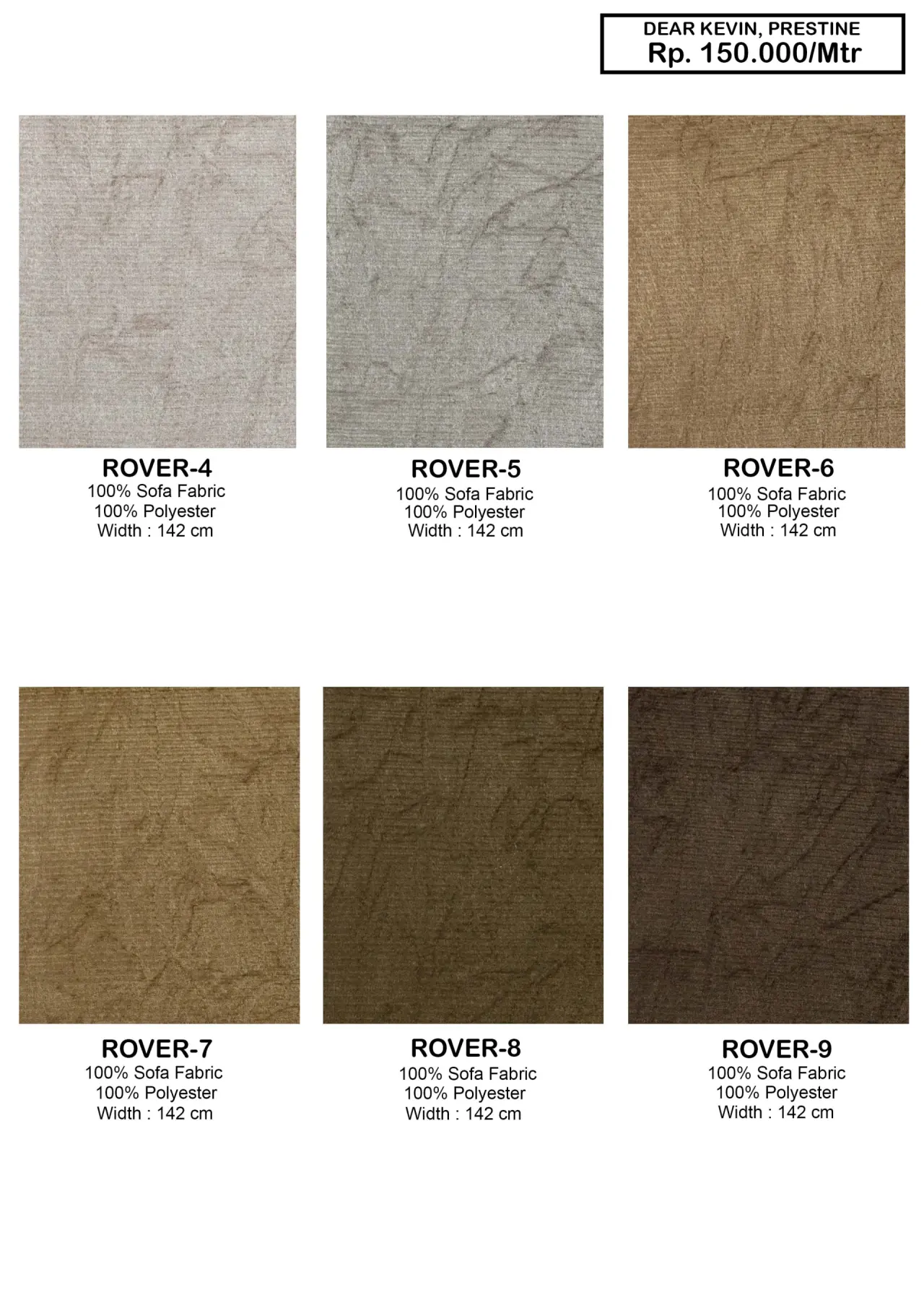 Dear Kevin & Prestine Sofa Fabrics